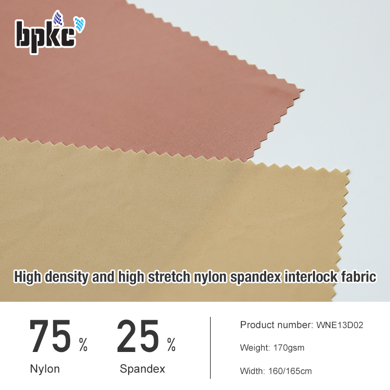 High density and high stretch cut free nylon spandex interlock fabric